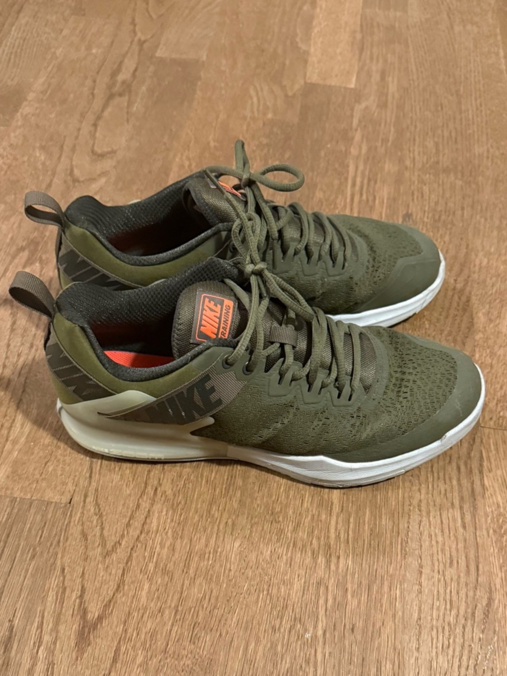 Nike Men’s Olive Green Knit Athletic Sneakers with White Sole